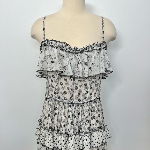 Dolce & Gabbana Tiered Ruffle Floral Silk Dress Sheer | Size: 44 - Picture 2 of 14